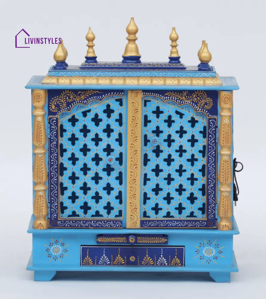 Multicolor Sheesham Wood & MDF Pooja Mandir With Door, - Ouch Cart 