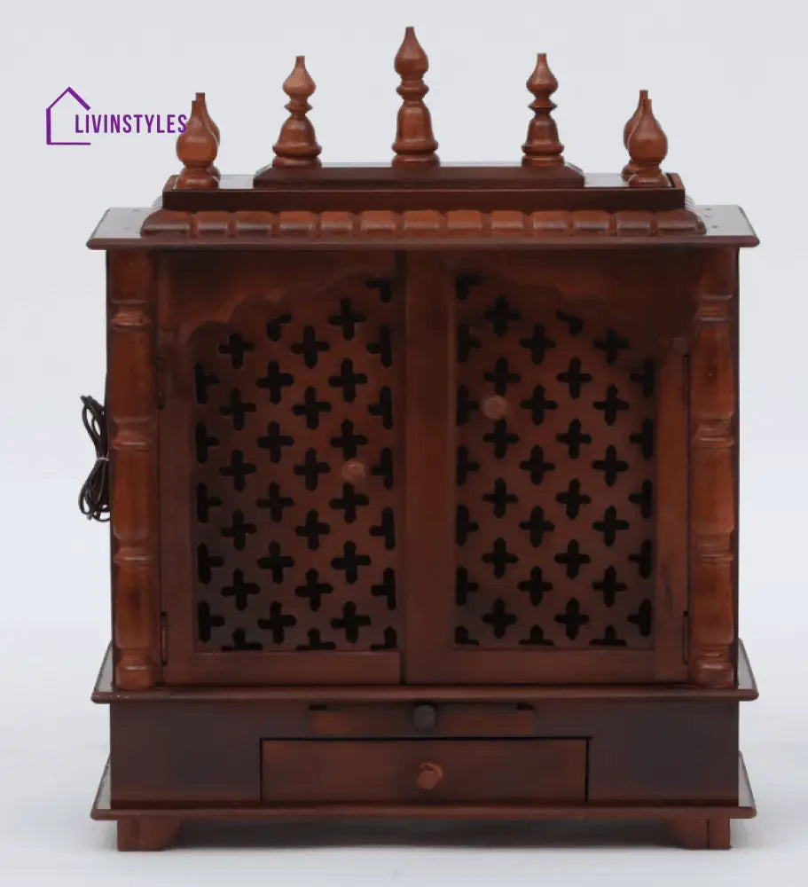 Multicolor Sheesham Wood & MDF Pooja Mandir With Door, - Ouch Cart 