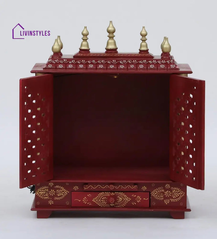 Multicolor Sheesham Wood & MDF Pooja Mandir With Door, - Ouch Cart 