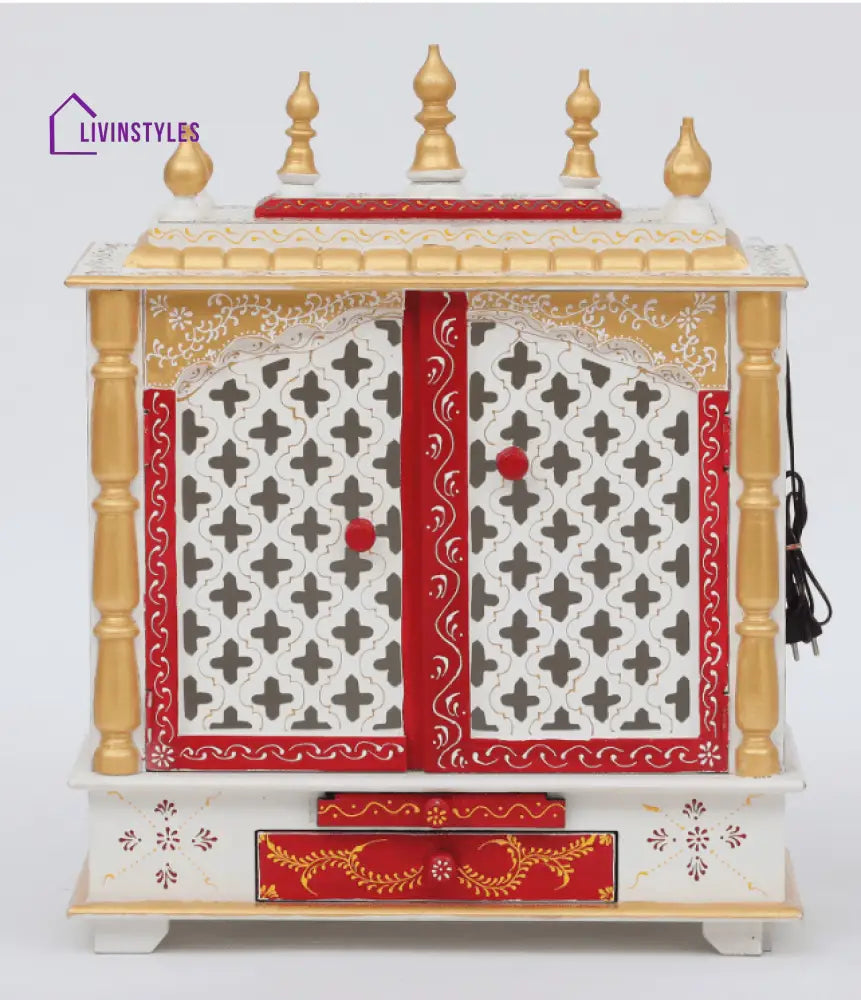 Multicolor Sheesham Wood & MDF Pooja Mandir With Door, - Ouch Cart 