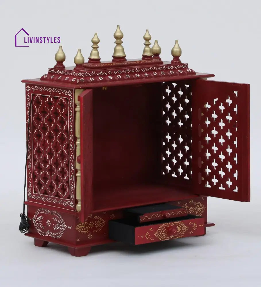 Multicolor Sheesham Wood & MDF Pooja Mandir With Door, - Ouch Cart 