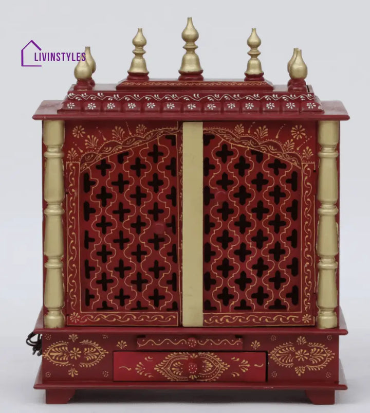 Multicolor Sheesham Wood & MDF Pooja Mandir With Door, - Ouch Cart 