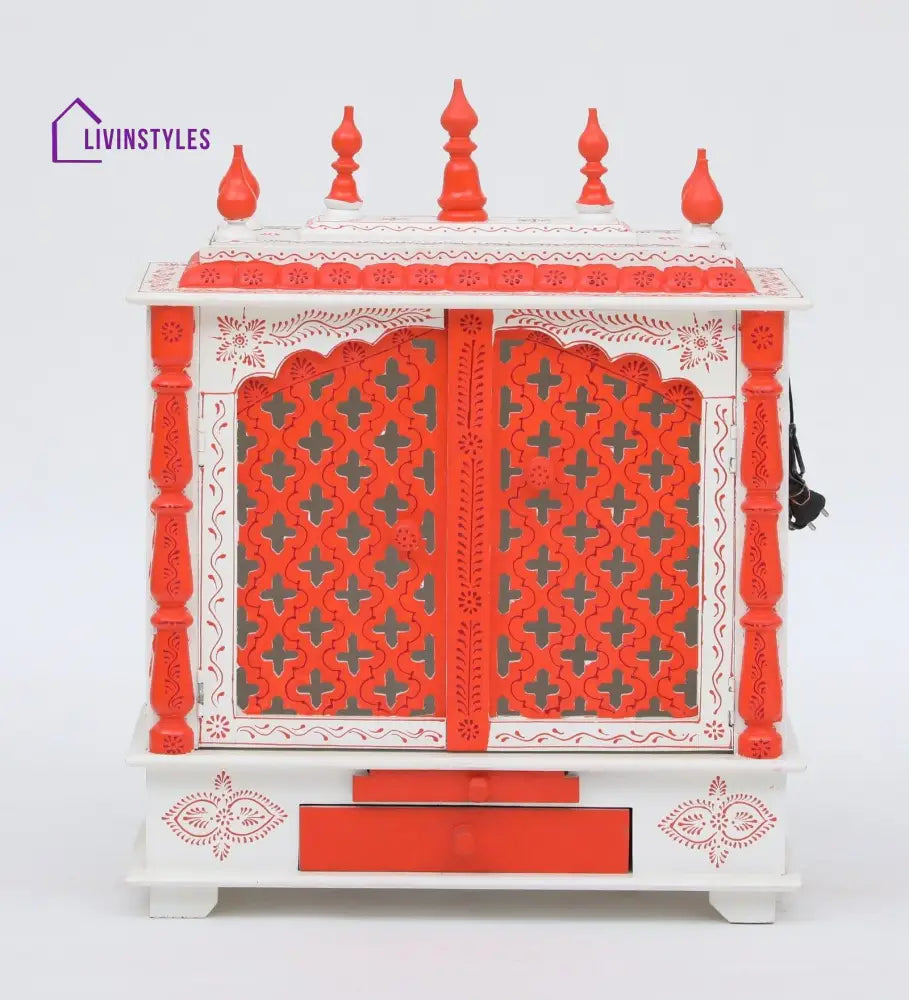 Multicolor Sheesham Wood & MDF Pooja Mandir With Door, - Ouch Cart 