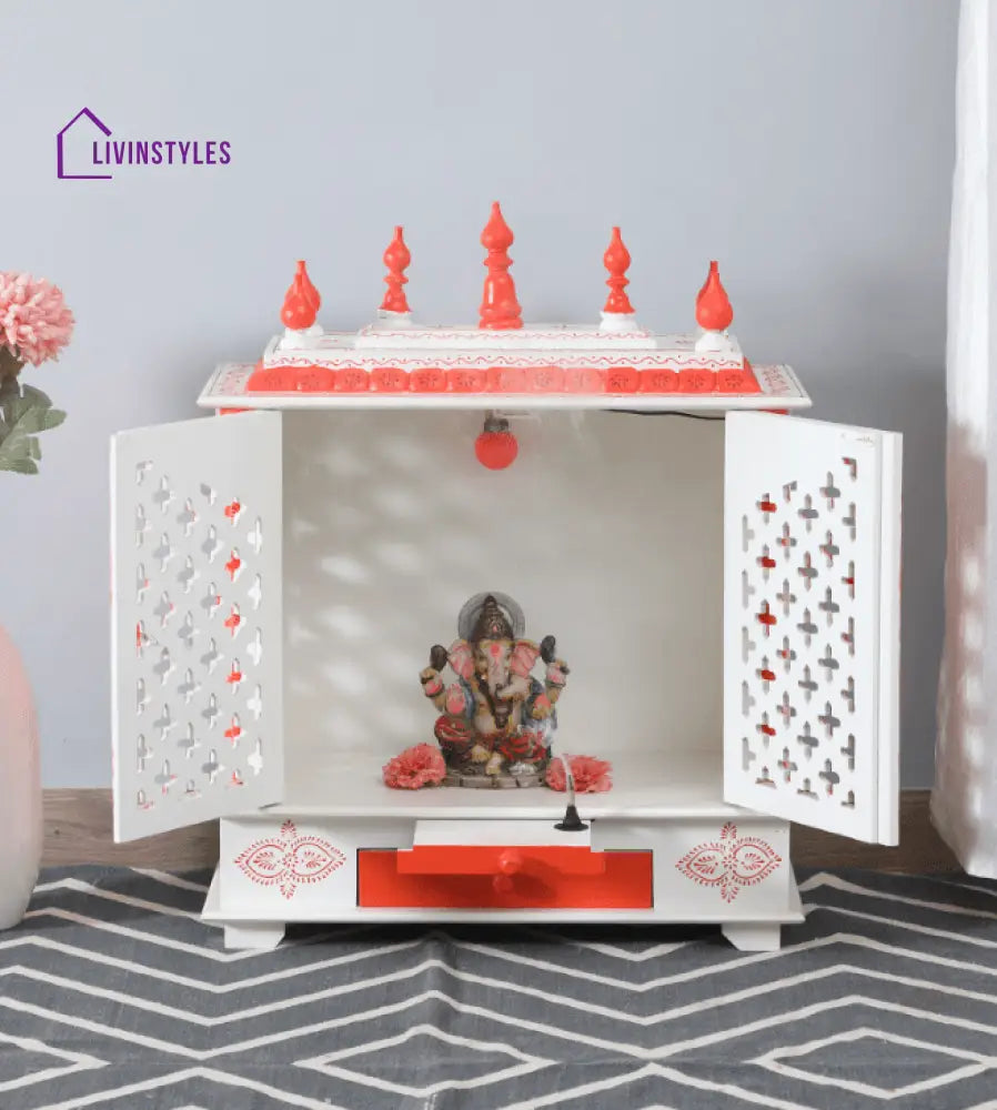 Multicolor Sheesham Wood & MDF Pooja Mandir With Door, - Ouch Cart 