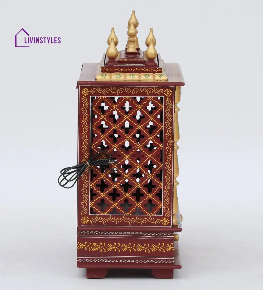 Multicolor Sheesham Wood & MDF Pooja Mandir With Door, - Ouch Cart 