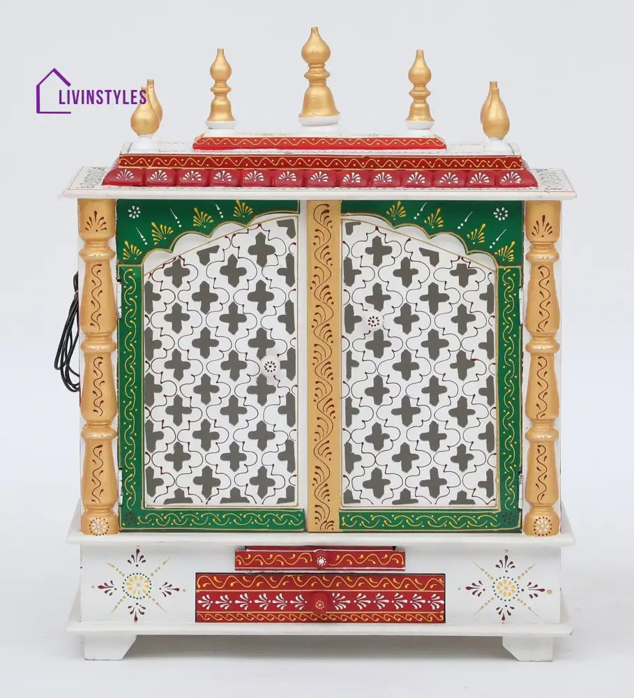 Multicolor Sheesham Wood & MDF Pooja Mandir With Door, - Ouch Cart 