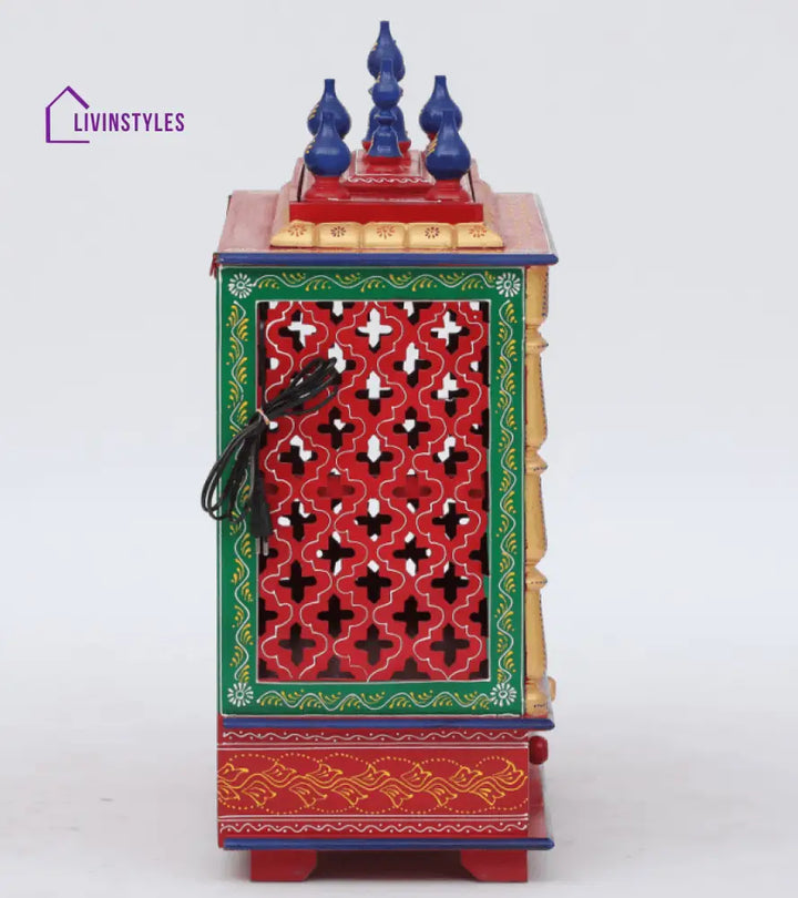 Multicolor Sheesham Wood & MDF Pooja Mandir With Door, - Ouch Cart 