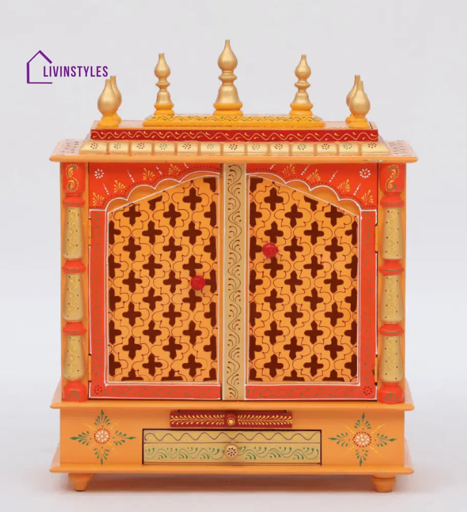 Multicolor Sheesham Wood & MDF Pooja Mandir With Door, - Ouch Cart 