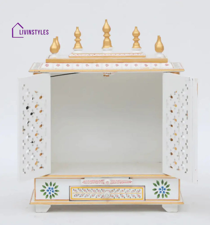 Multicolor Sheesham Wood & MDF Pooja Mandir With Door, - Ouch Cart 