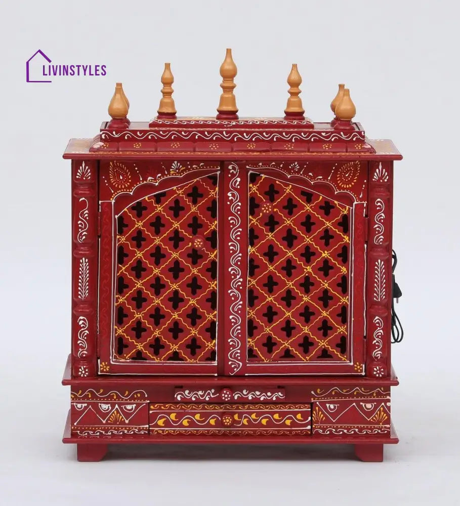 Multicolor Sheesham Wood & MDF Pooja Mandir With Door, - Ouch Cart 