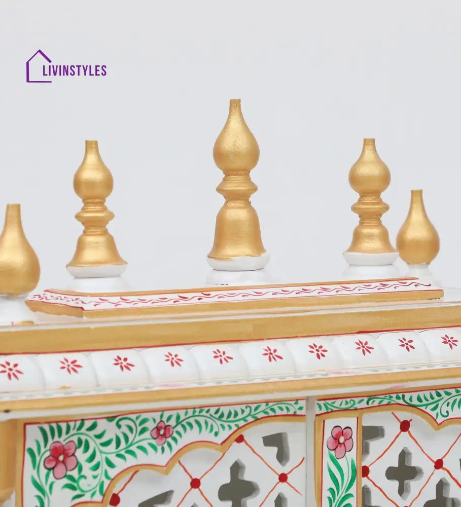 Multicolor Sheesham Wood & MDF Pooja Mandir With Door, - Ouch Cart 