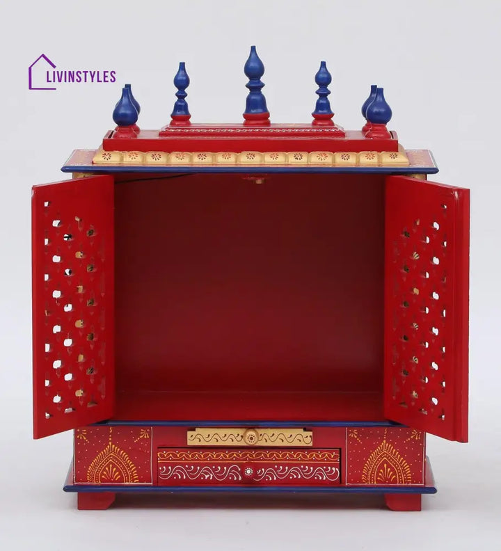 Multicolor Sheesham Wood & MDF Pooja Mandir With Door, - Ouch Cart 