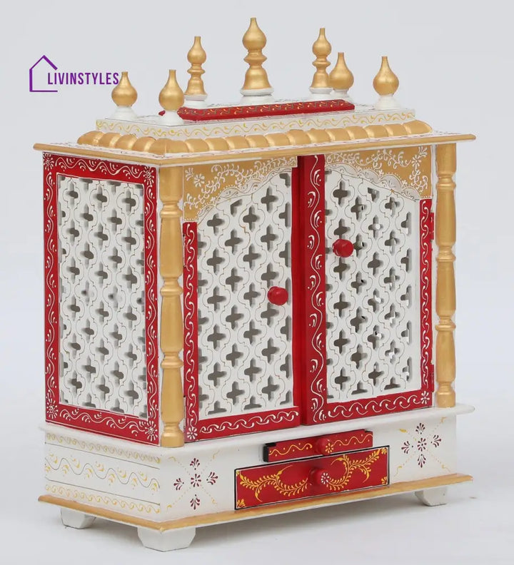 Multicolor Sheesham Wood & MDF Pooja Mandir With Door, - Ouch Cart 