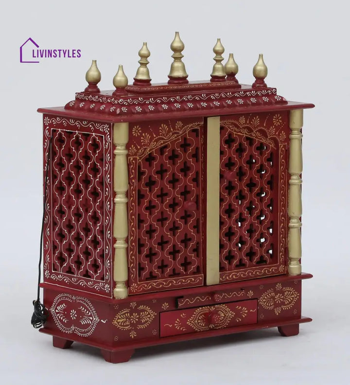 Multicolor Sheesham Wood & MDF Pooja Mandir With Door, - Ouch Cart 