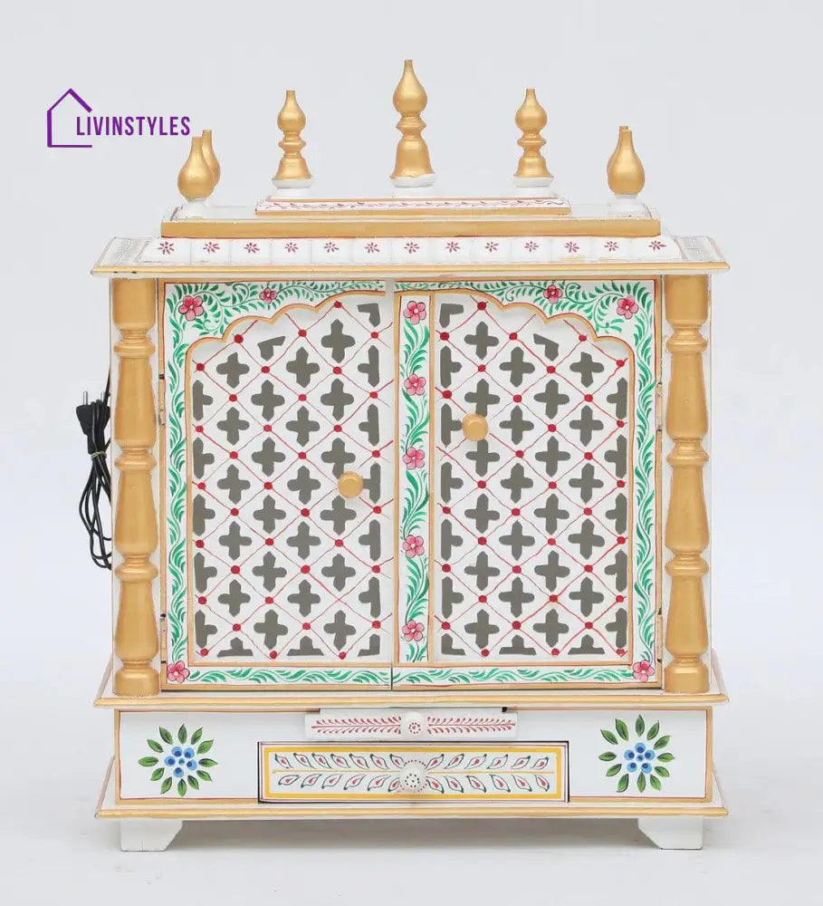 Multicolor Sheesham Wood & MDF Pooja Mandir With Door, - Ouch Cart 