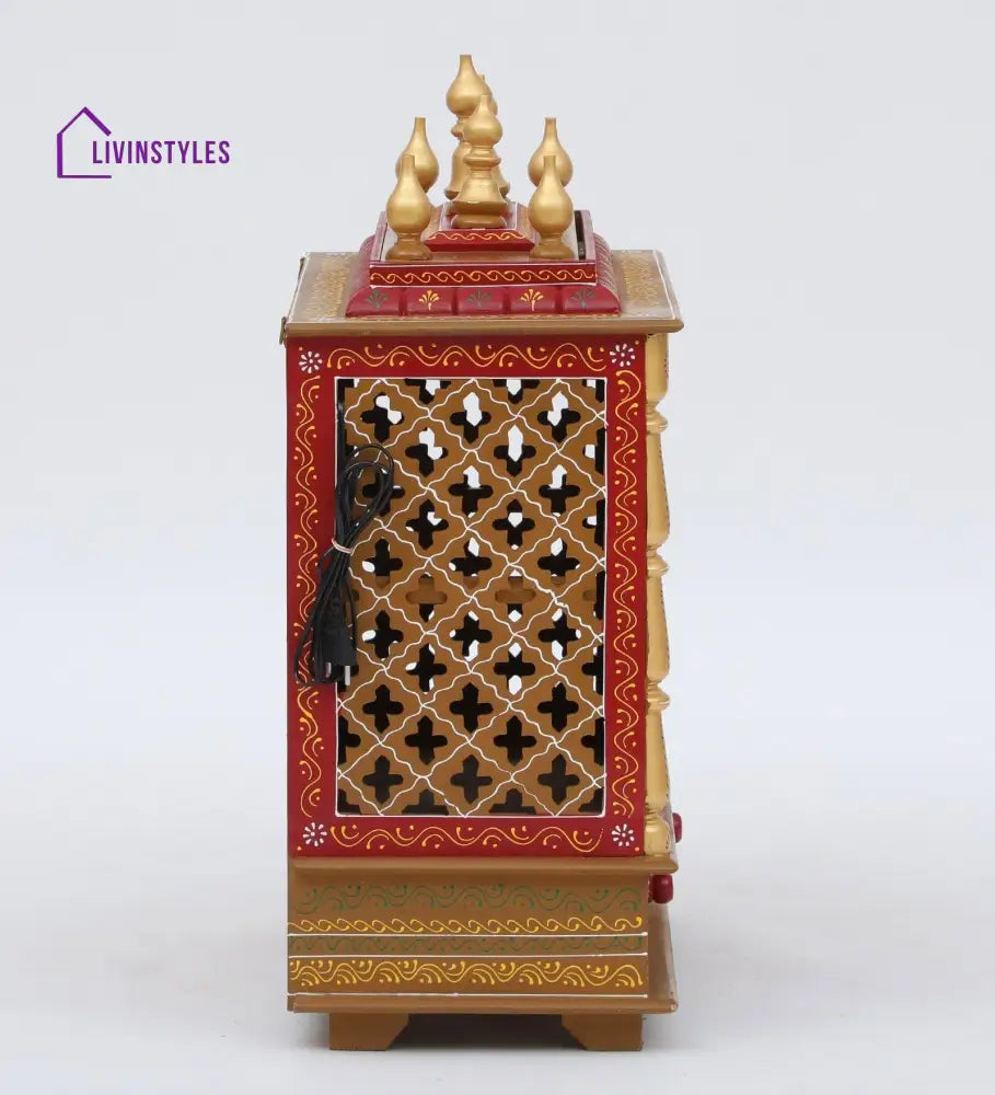 Multicolor Sheesham Wood & MDF Pooja Mandir With Door, - Ouch Cart 