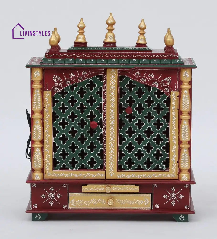 Multicolor Sheesham Wood & MDF Pooja Mandir Without Door, - Ouch Cart 