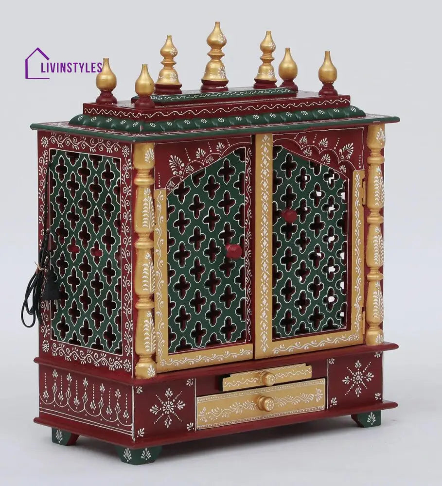 Multicolor Sheesham Wood & MDF Pooja Mandir Without Door, - Ouch Cart 