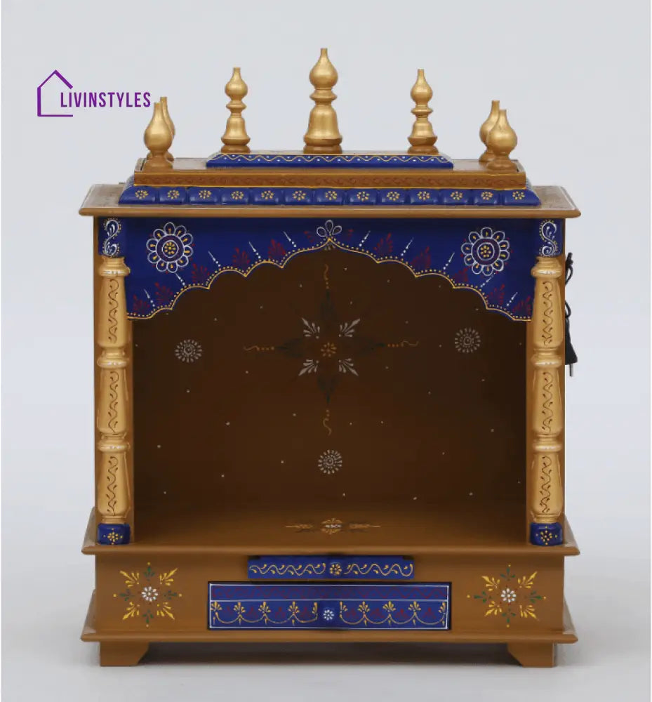 Multicolor Sheesham Wood & MDF Pooja Mandir Without Door, - Ouch Cart 