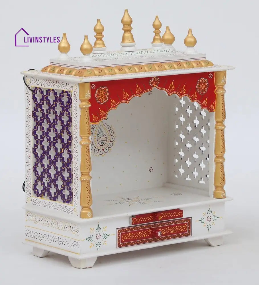 Multicolor Sheesham Wood & MDF Pooja Mandir Without Door, - Ouch Cart 