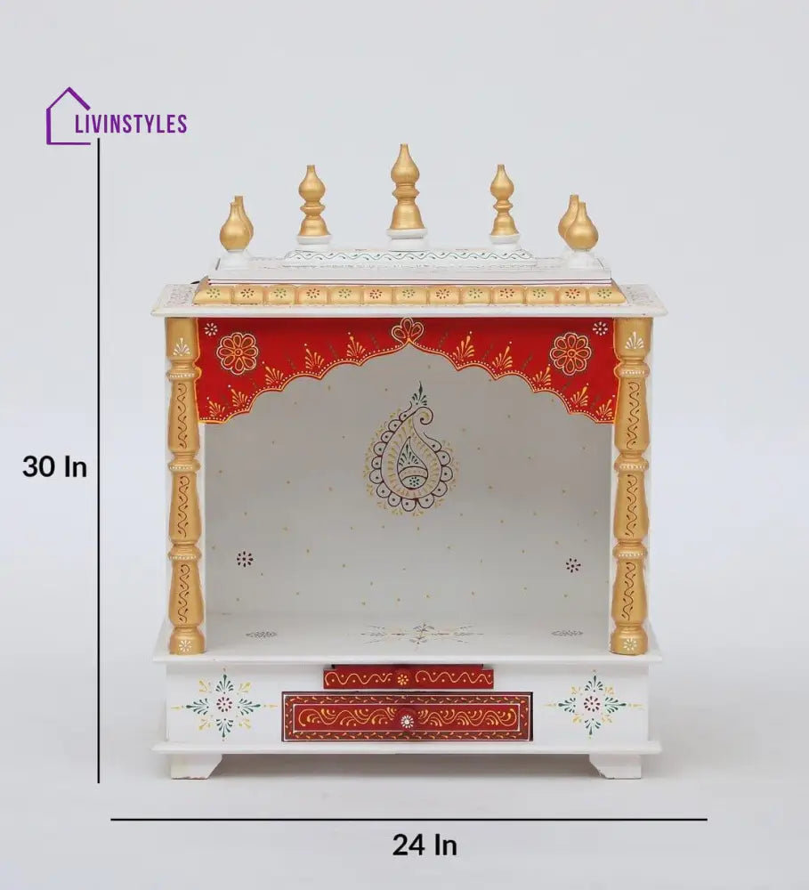 Multicolor Sheesham Wood & MDF Pooja Mandir Without Door, - Ouch Cart 