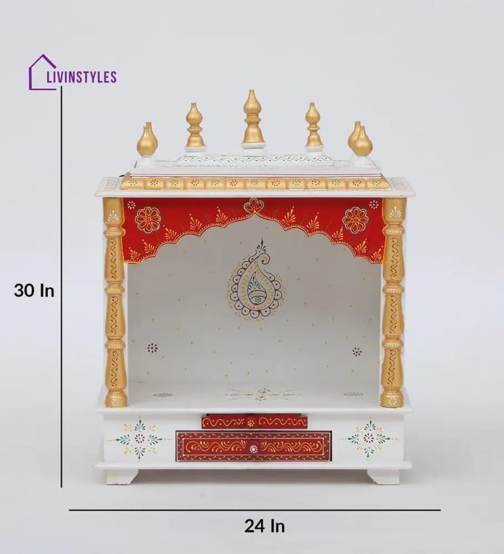 Multicolor Sheesham Wood & MDF Pooja Mandir Without Door, - Ouch Cart 