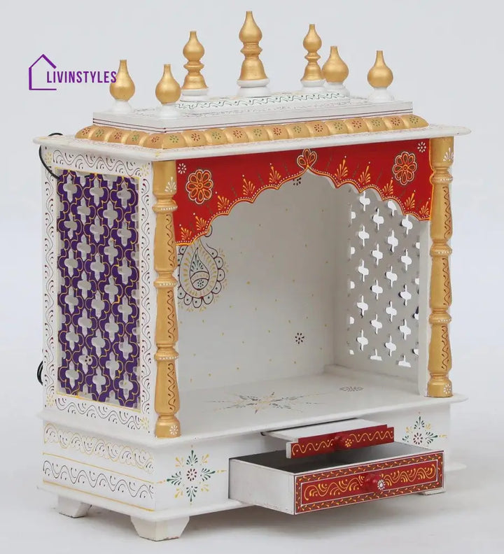 Multicolor Sheesham Wood & MDF Pooja Mandir Without Door, - Ouch Cart 