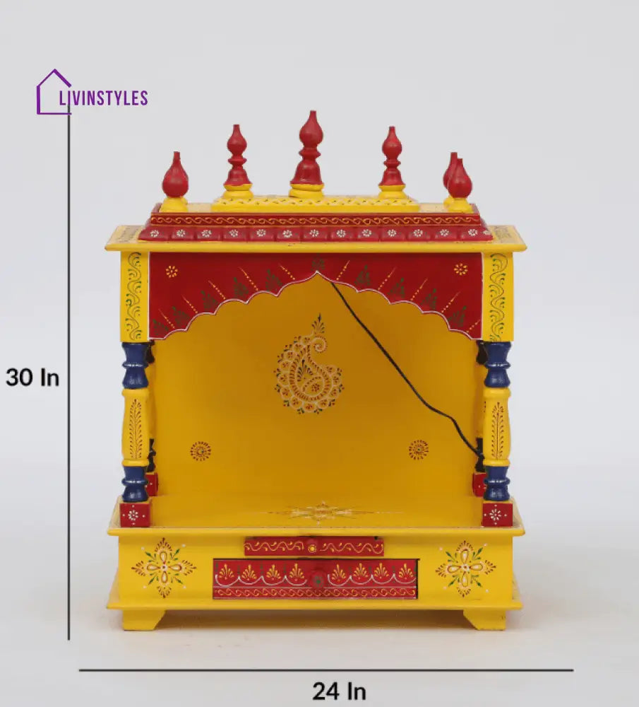 Multicolor Sheesham Wood & MDF Pooja Mandir Without Door, - Ouch Cart 