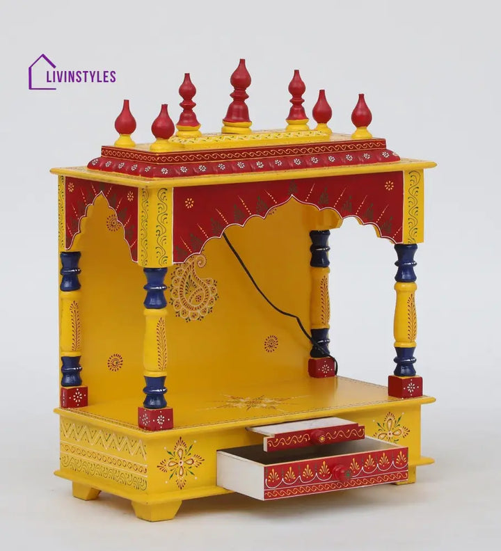 Multicolor Sheesham Wood & MDF Pooja Mandir Without Door, - Ouch Cart 