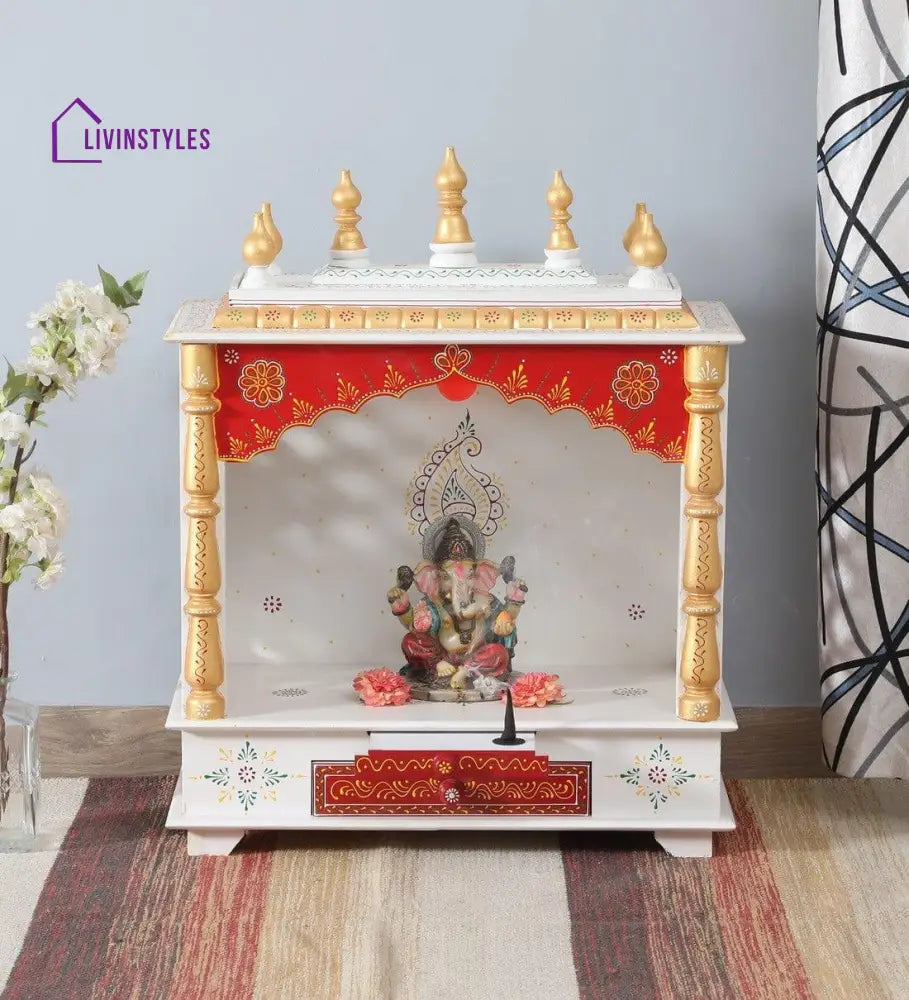 Multicolor Sheesham Wood & MDF Pooja Mandir Without Door, - Ouch Cart 