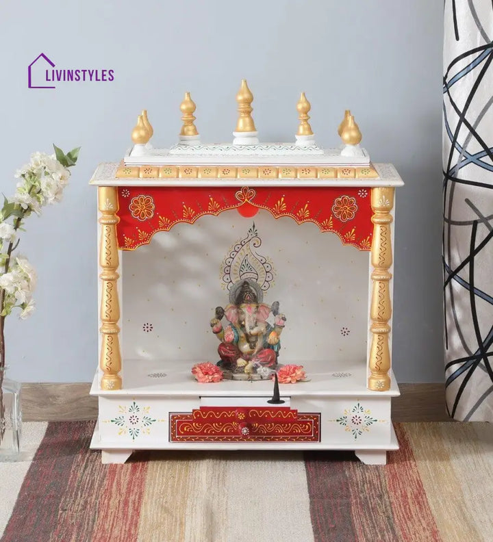 Multicolor Sheesham Wood & MDF Pooja Mandir Without Door, - Ouch Cart 