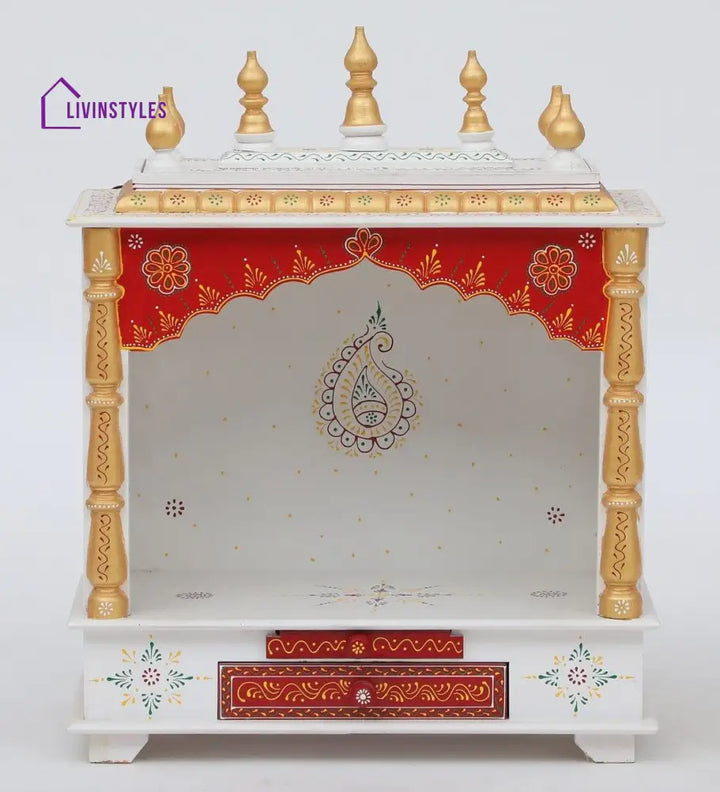 Multicolor Sheesham Wood & MDF Pooja Mandir Without Door, - Ouch Cart 