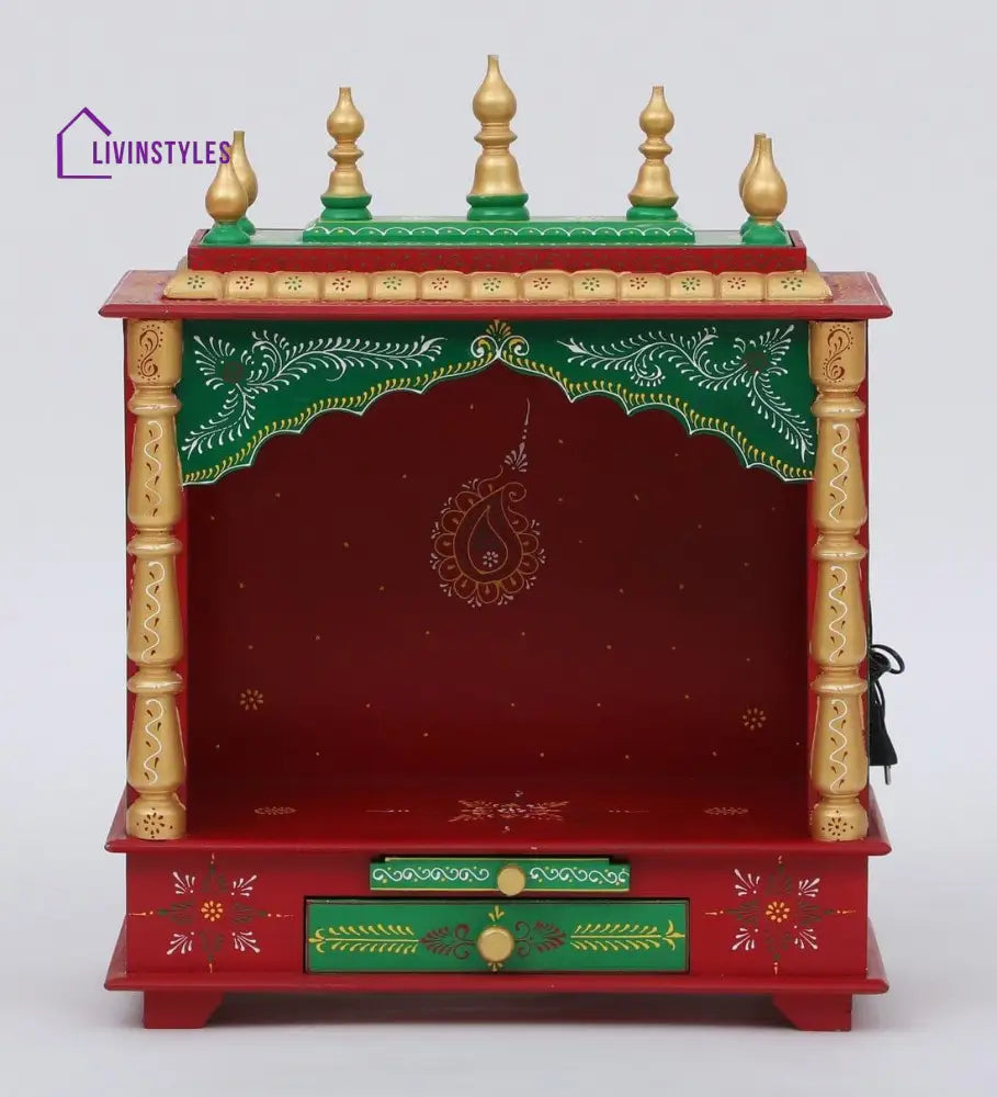 Multicolor Sheesham Wood & MDF Pooja Mandir Without Door, - Ouch Cart 