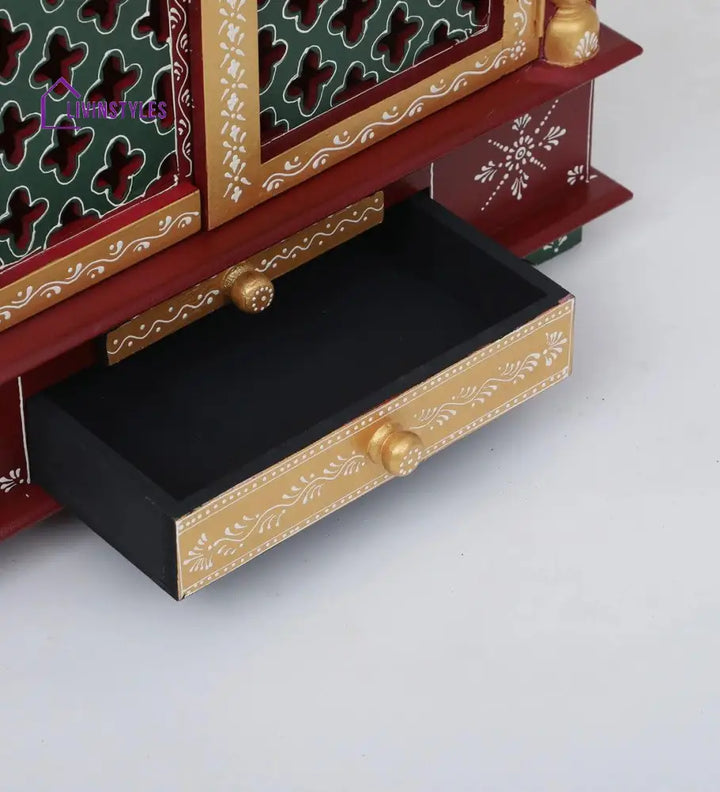 Multicolor Sheesham Wood & MDF Pooja Mandir Without Door, - Ouch Cart 