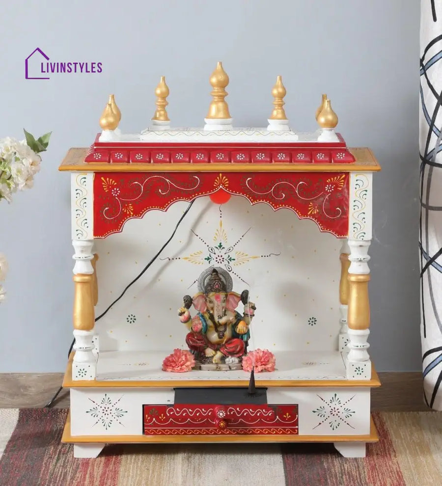 Multicolor Sheesham Wood & MDF Pooja Mandir Without Door, - Ouch Cart 