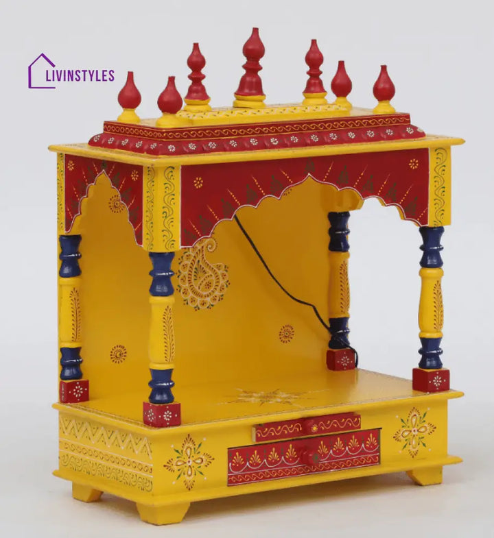 Multicolor Sheesham Wood & MDF Pooja Mandir Without Door, - Ouch Cart 