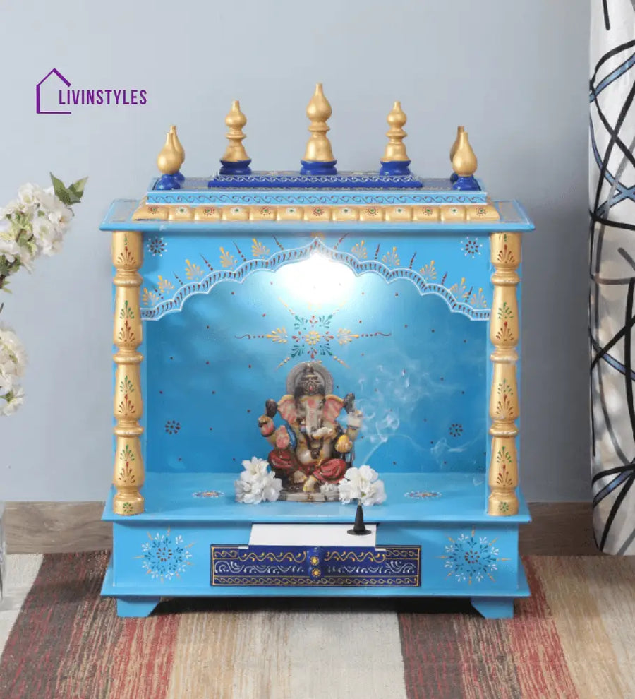 Multicolor Sheesham Wood & MDF Pooja Mandir Without Door, - Ouch Cart 