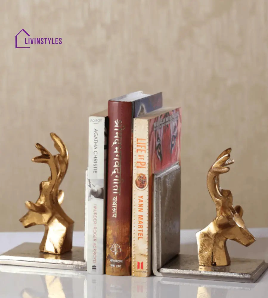 Multicoloured Metal Deers Bookend