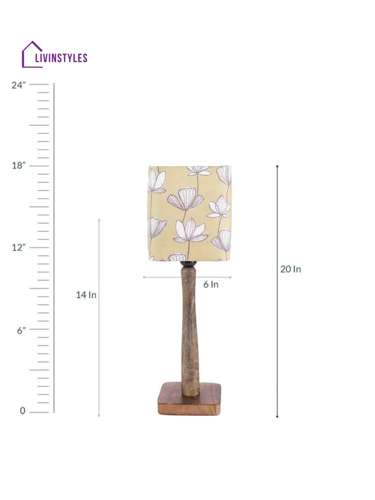 Mustard Flora Wooden Lamp