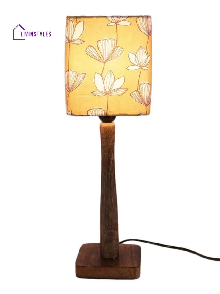 Mustard Flora Wooden Lamp