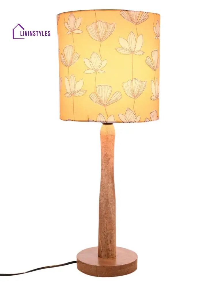 Mustard Flora Wooden Lamp