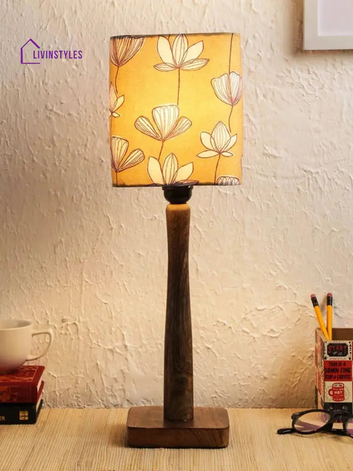 Mustard Flora Wooden Lamp