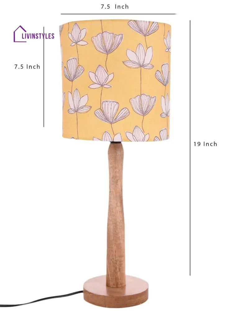 Mustard Flora Wooden Lamp