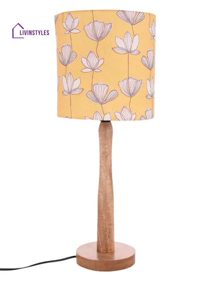 Mustard Flora Wooden Lamp