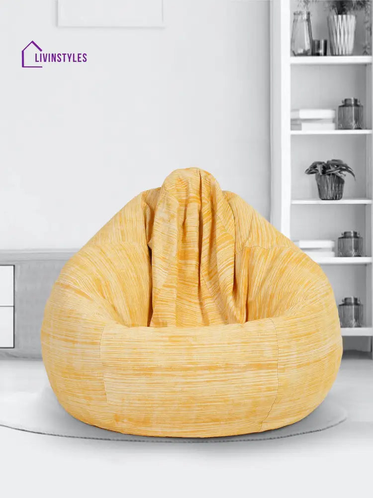 Mustard Solid Cotton Bean Bag Cover Without Beans