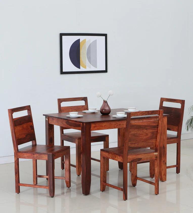 Ratmir Sheesham Wood 4 Seater Dining Set In Honey Finish