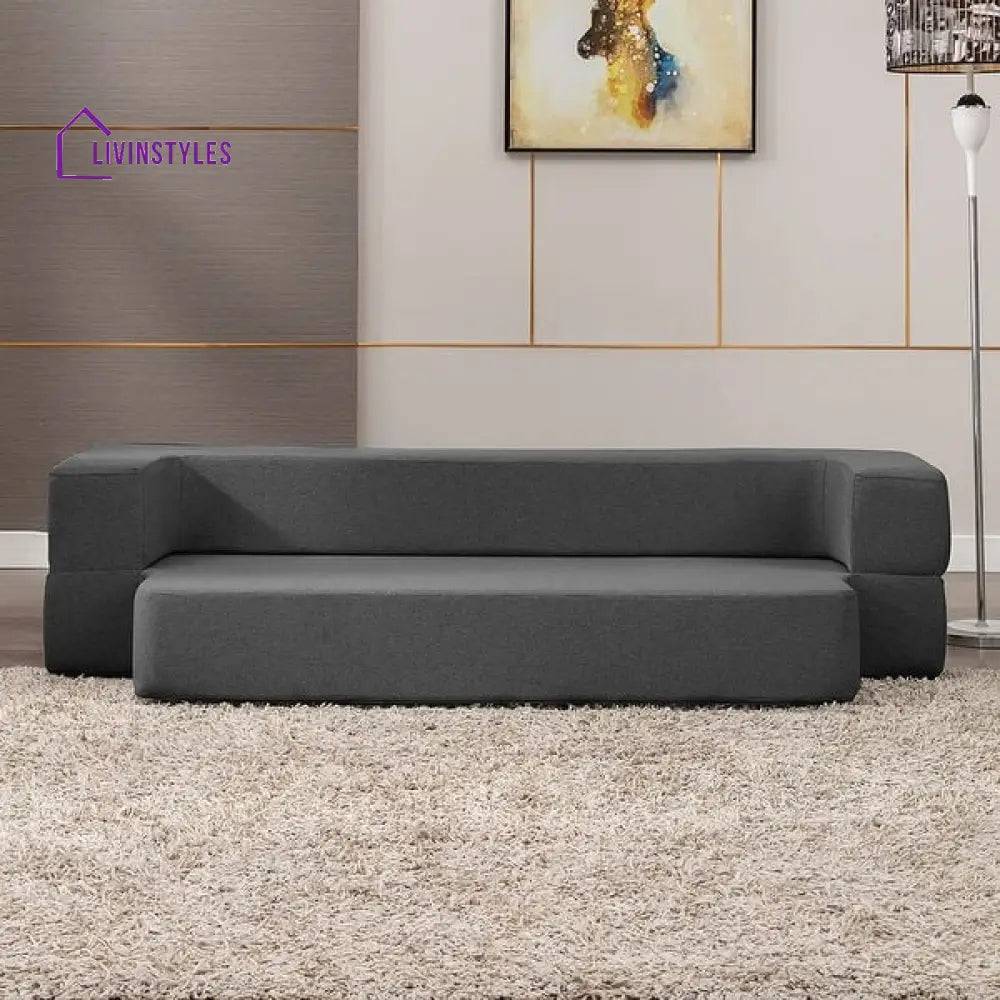 Namrata Grey Premium Velvet 3 Seater Fabric Sofa Cum Bed