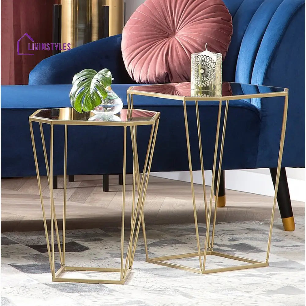 Nathan Metal And Glass Top Side Table