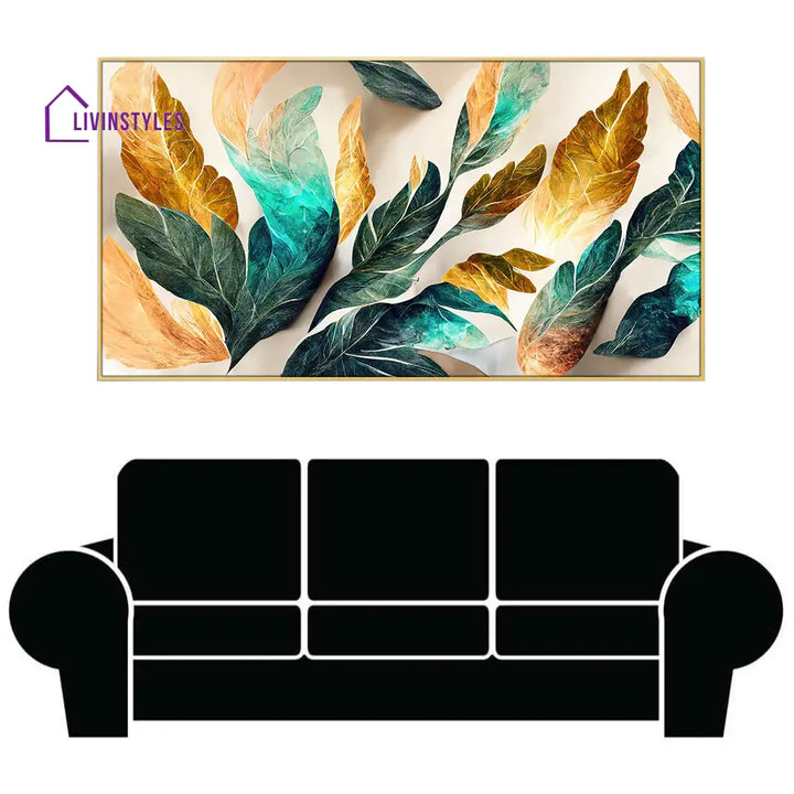 Nature-Inspired Gold Green Canvas Art Wall Painting