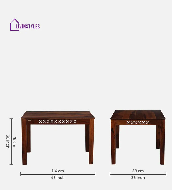 Naum Sheesham Wood 4 Seater Dining Set In Honey Finish Dinning Set